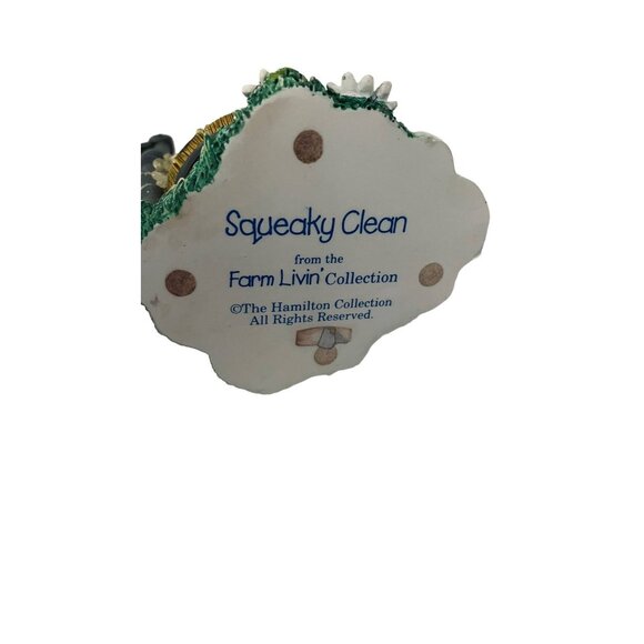 Hamilton Collection Farm Livin Collection Squeaky Pig Blue Bird Bath Figurine - Picture 10 of 13